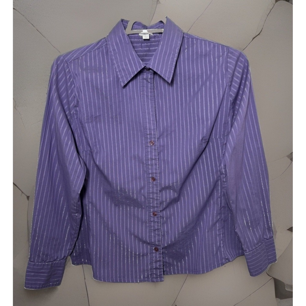 APT. 9 - Purple Striped Long Sleeve Stretch Fitted Button-Up Shirt Sz-XL
